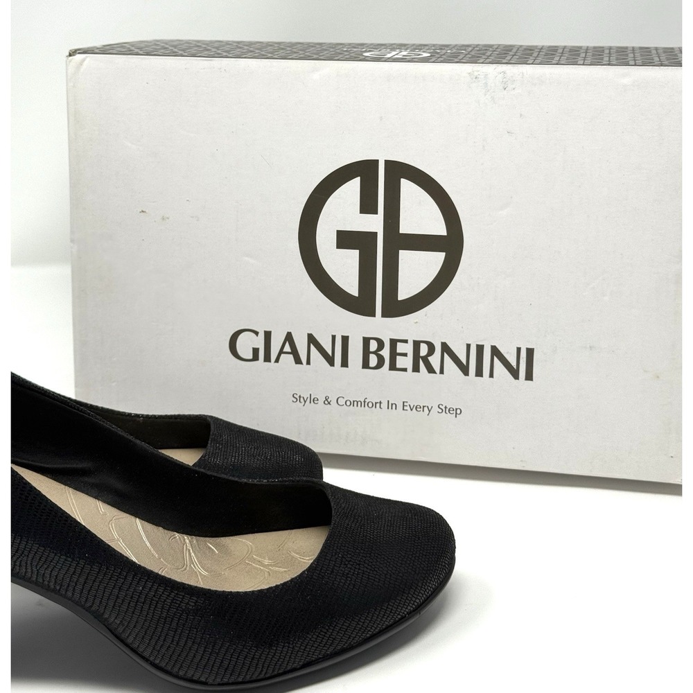 Giani Bernini Black Patent Leather Platform Pumps Shoe SnakeSkin Women's 7.5 W - Picture 2 of 9